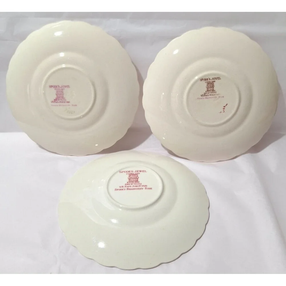 3 VTG Spode's Jewel Copeland Billingsley Rose Saucers 5 3/4